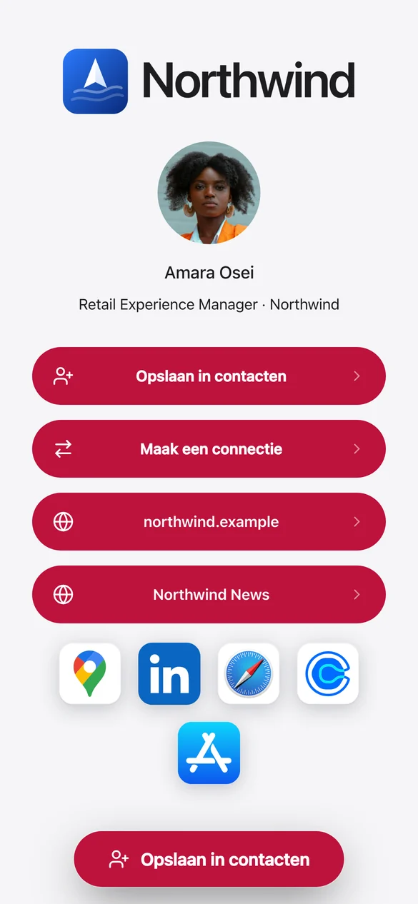 Digitaal visitekaartje van Amara Osei